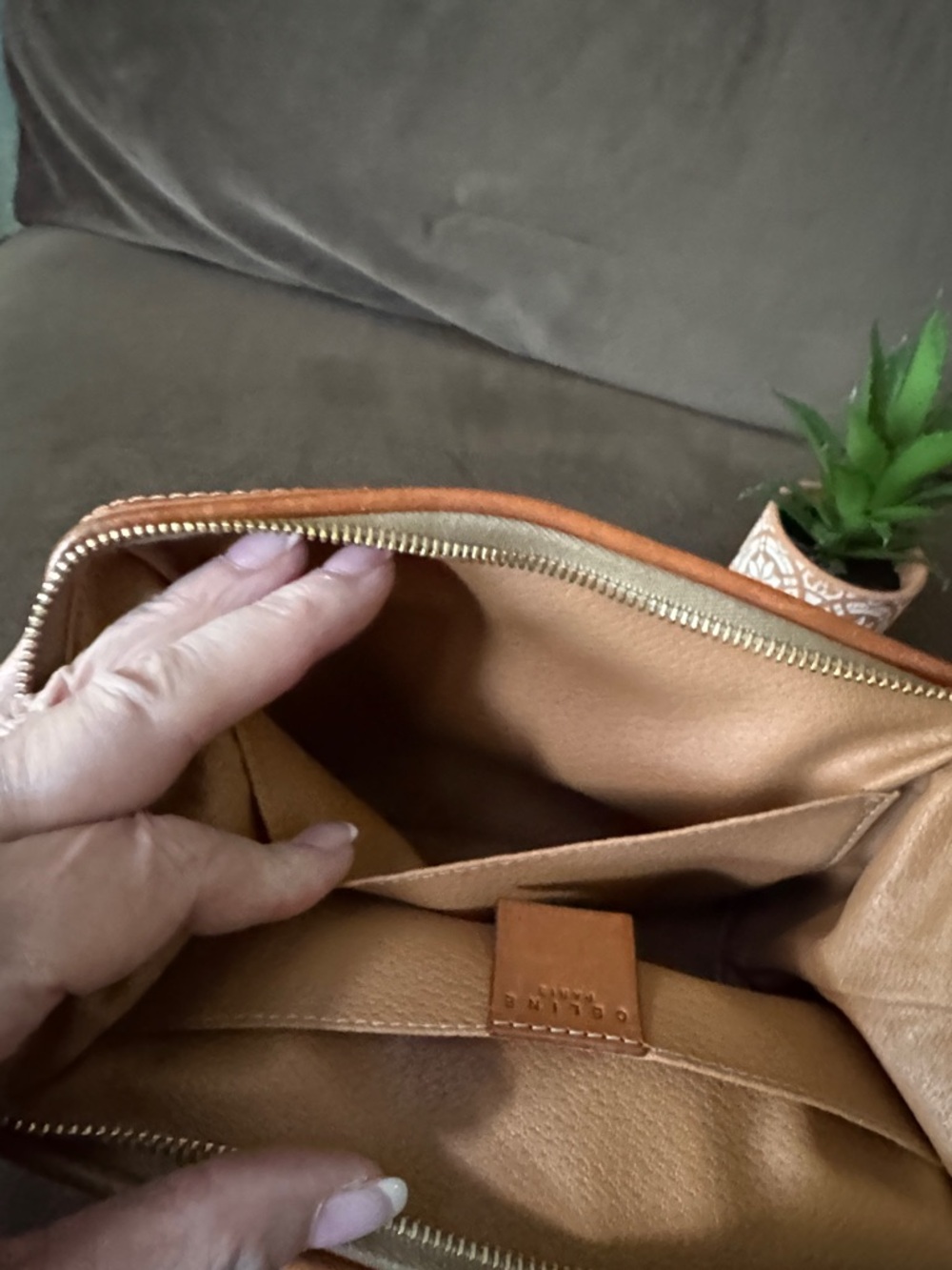 Hold for Mara Celine Brown Monogram Toiletry Pouch w Tan Trim Vintage Like New - Picture 9 of 11